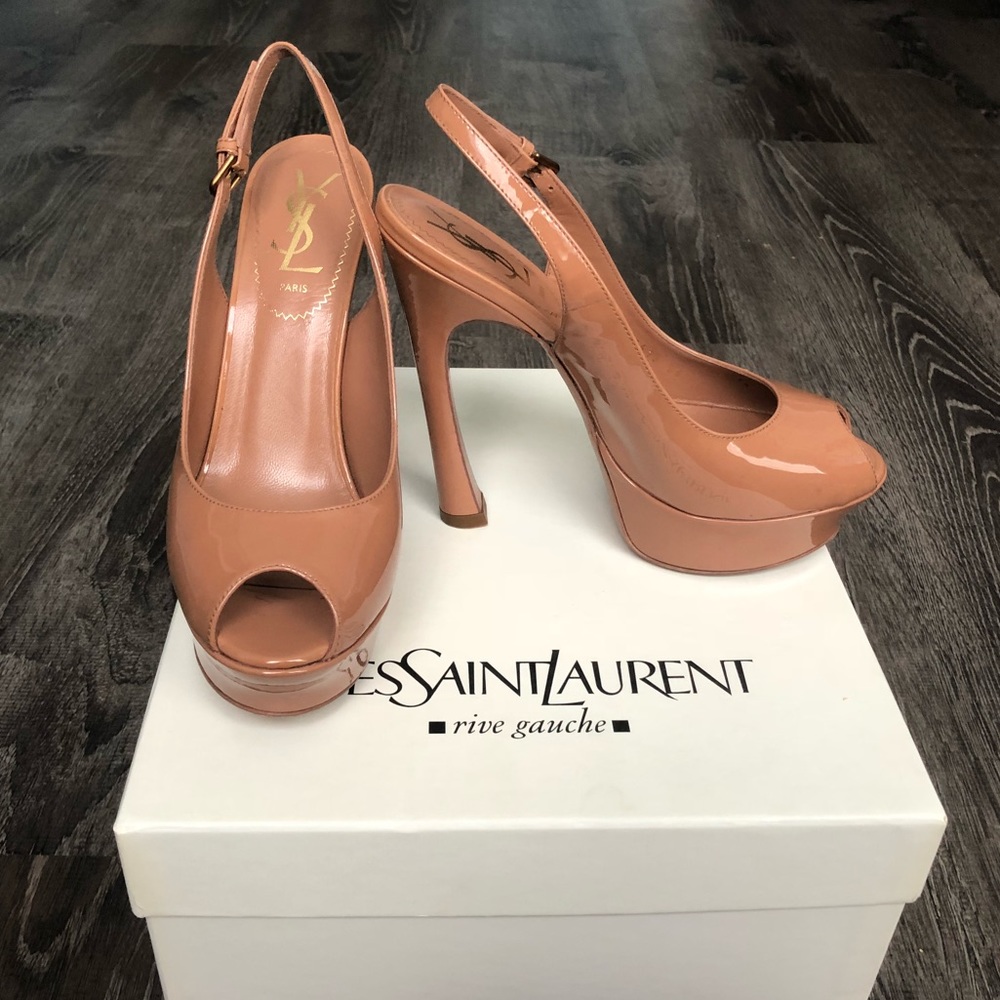 YSL Palais 105 Slingback Light Clay Sandals US 6.5
